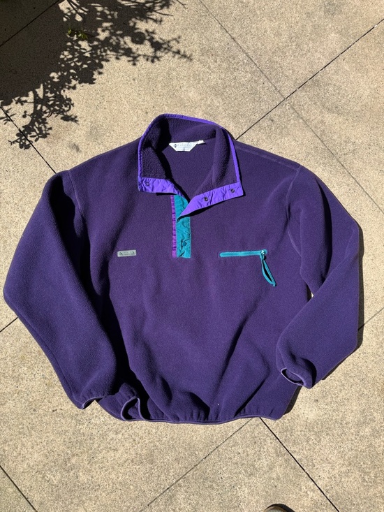 Columbia Sportswear Company Other - Vintage 90s Columbia Purple Retro Quarter snap Fleece Pullover XL tall gorpcore